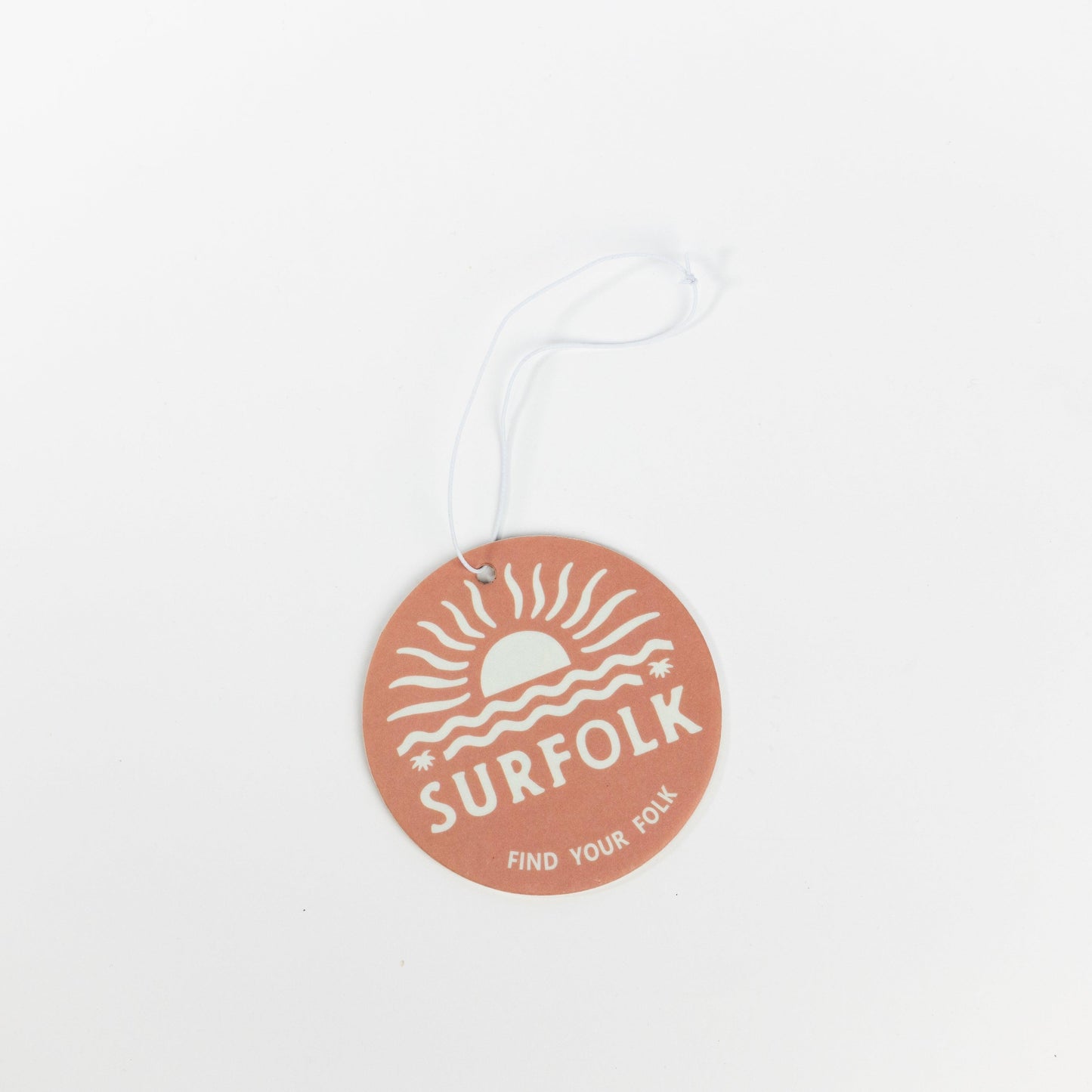 Coconut surf scented car air freshener for the van or 4WD to take on road trips hanging from rear vision mirror ready for road trips along the coast made from recyclable and sustainable materials find your folk 